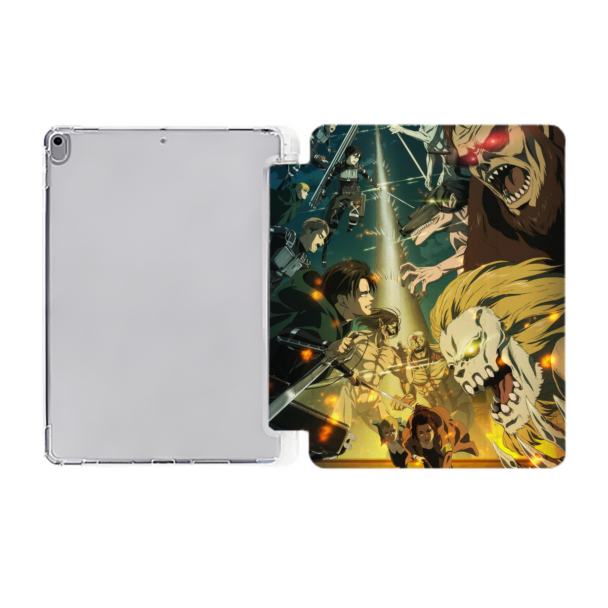 （画像用） 進撃の巨人 Attack on Titan IPad ケース ペン収納付き 三つ折りスタンド PUレザー×シリコン 対応機種9.5/10.5/10.9インチ